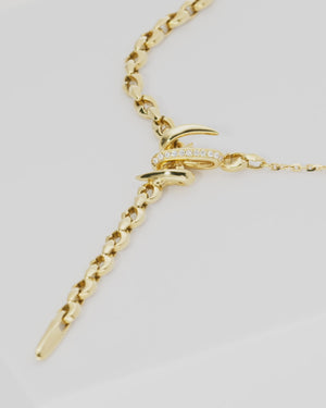 Thorn Embrace Yellow Gold & Diamond Entwined Lariat Necklace in 18 ct yellow gold with white diamond pavé, luxury fine jewellery