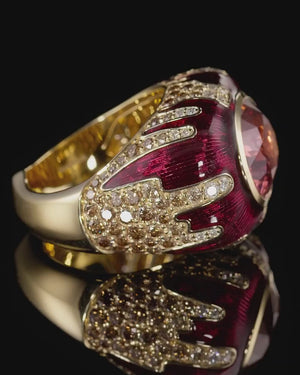 Tanzanian Zircon maximalist cocktail ring in 18ct Yellow Gold by Stephen Webster