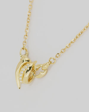 Thorn Embrace Entwined Inline Pendant in 18ct yellow gold with white diamond pavé, luxury fine jewellery necklace
