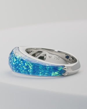 Stephen Webster black opalescent Crystal Haze shard stack ring in 18ct white gold with black opalescent Crystal Haze and diamond accents
