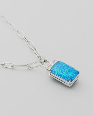 Stephen Webster Crystal Haze and diamonds tablet twister pendant in 18ct white gold necklace with Crystal Haze gemstones and white diamonds