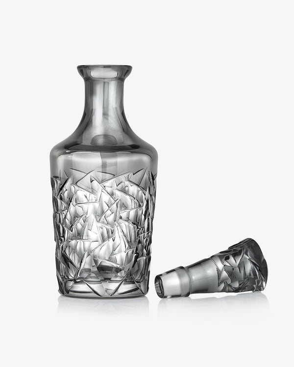 Close-up of smoke crystal decanter detailing