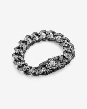 Stephen Webster Shaken and Stirred clasp in sterling silver — paired with 18mm Cuban Bracelet in engraved sterling silver