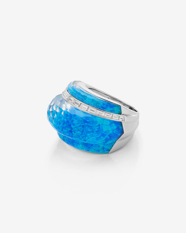Stephen Webster black opalescent Crystal Haze amplified cocktail ring in 18ct white gold with black opalescent Crystal Haze and diamonds - side shot