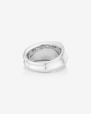 Stephen Webster black opalescent Crystal Haze slimline ring in 18ct white gold with black opalescent Crystal Haze and diamond accents - back view