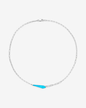 Stephen Webster black opalescent slimline shard linked choker in 18ct white gold with black opalescent Crystal Haze and diamond accents - overhead view