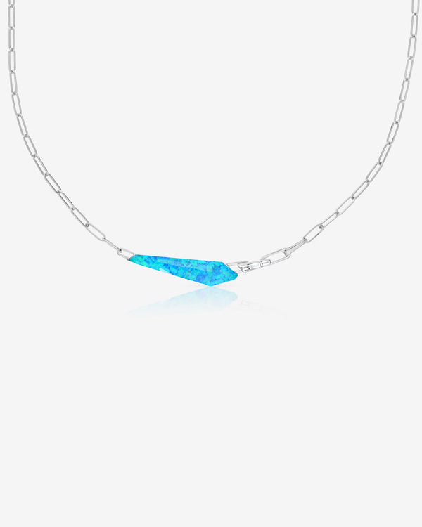 Stephen Webster black opalescent slimline shard linked choker in 18ct white gold with black opalescent Crystal Haze and diamond accents