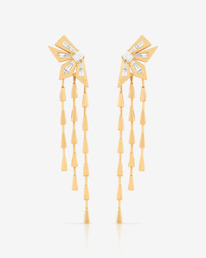 Stephen Webster Cascade Earrings in 18ct yellow gold with white diamonds, luxury fine jewellery statement earrings, perfect gift for her