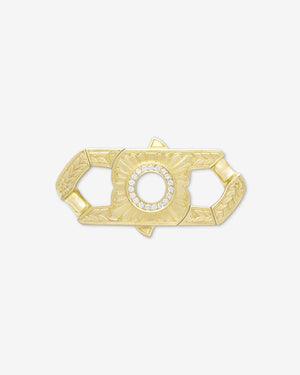 Stephen Webster Churchill Clasp in 18 ct yellow gold with diamond pavé and mother-of-pearl inlay — front view showing clasp face and pavé detail