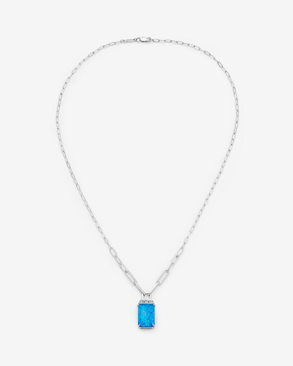 Stephen Webster Crystal Haze and diamonds tablet twister pendant in 18ct white gold necklace with Crystal Haze gemstones and white diamonds - aerial view