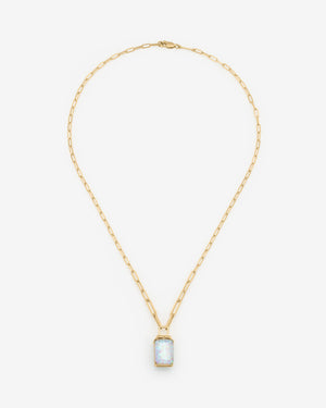 Stephen Webster Crystal Haze and diamonds tablet twister pendant in 18ct yellow gold necklace with Crystal Haze gemstones and white diamonds - aerial view