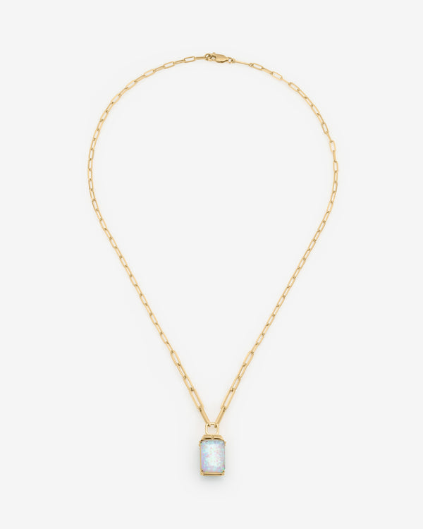 Stephen Webster Crystal Haze and diamonds tablet twister pendant in 18ct yellow gold necklace with Crystal Haze gemstones and white diamonds - aerial view