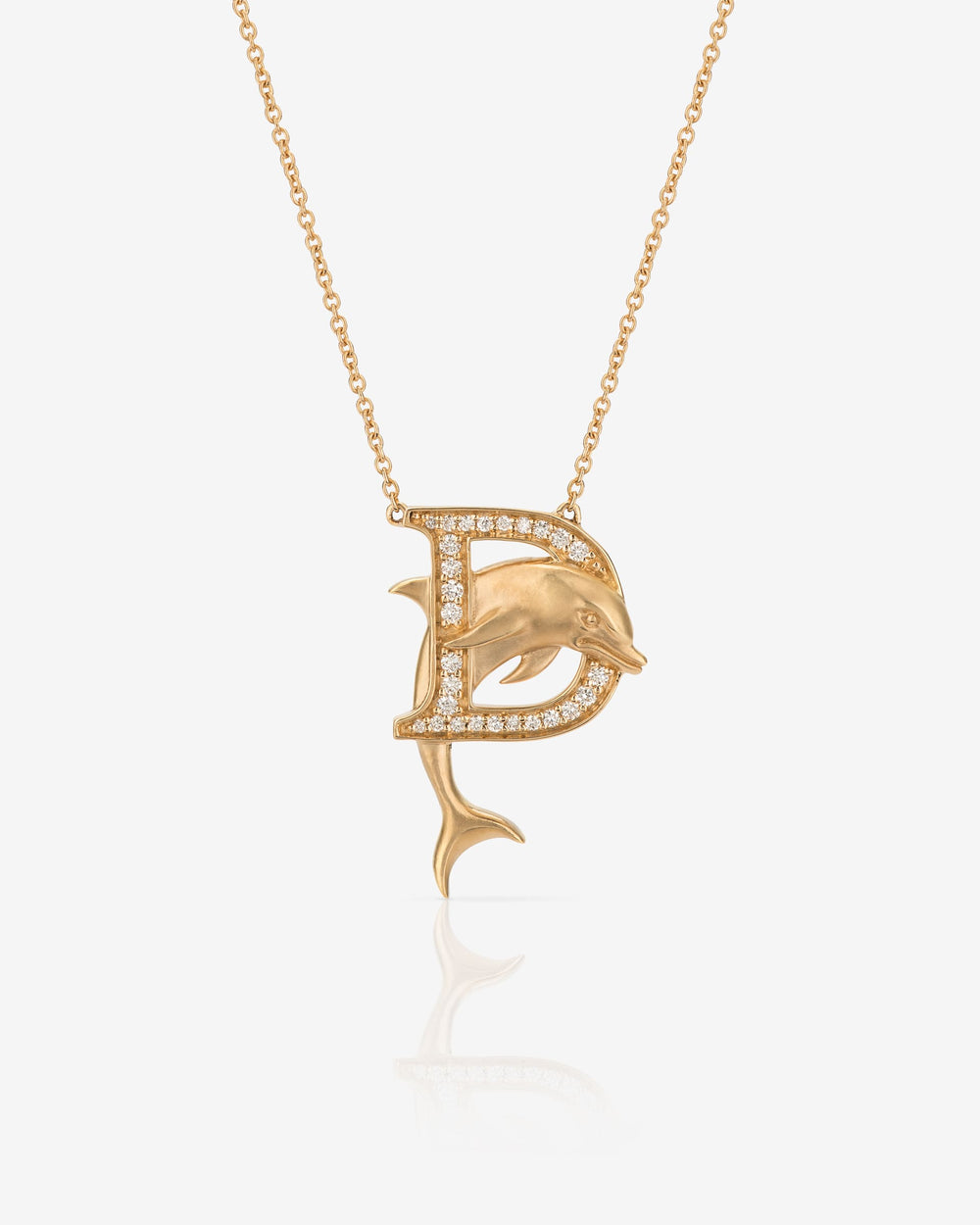 Stephen Webster D is for Dolphin initial necklace in 18ct yellow gold with white diamonds, personalised luxury jewellery gift for her