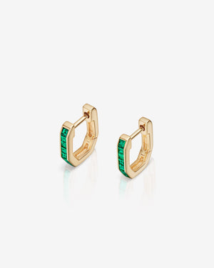 Stephen Webster 18ct yellow gold emerald baguette sleeper earrings