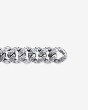 Stephen Webster England Made Me Cuban Leaf bracelet in sterling silver — full length layout showing engraved Cuban-leaf pattern on links