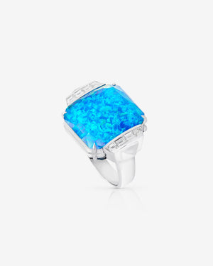 Stephen Webster Falcon’s Eye Deco wide twister ring in 18ct white gold featuring Falcon’s Eye Crystal Haze gemstone