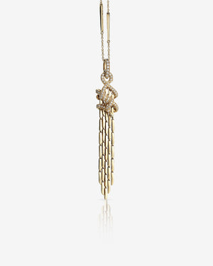 Stephen Webster Forget Me Knot Cascade Pendant in 18ct Yellow Gold with white diamond pavé front view