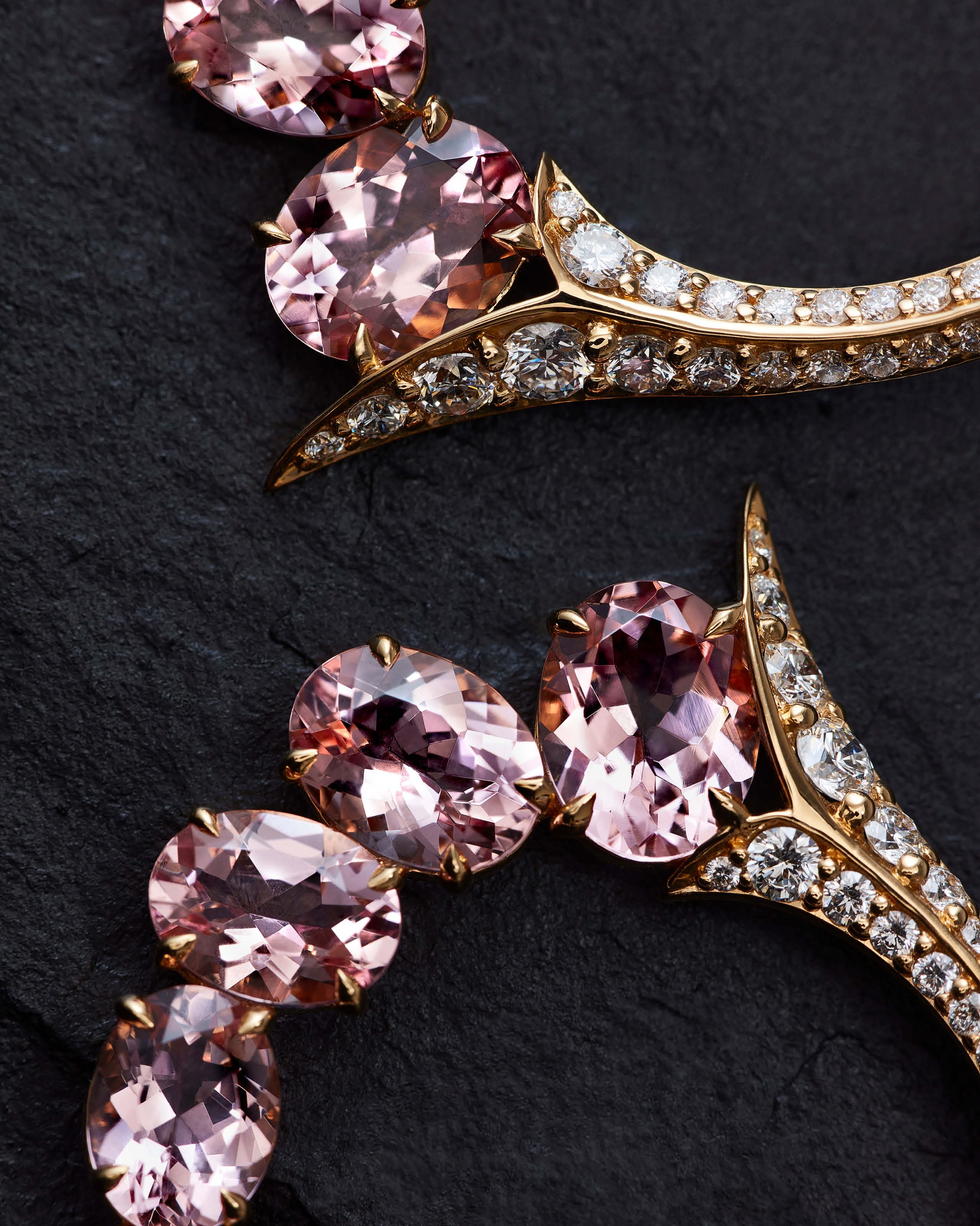 Morganite gemstone showing soft pink to bluish-pink tones sourced from Brazil by Stephen Webster