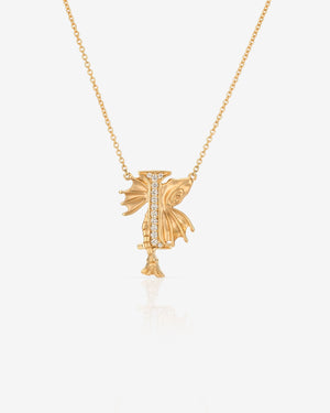 Stephen Webster I is for Icefish initial necklace in 18ct yellow gold with white diamonds, personalised luxury jewellery gift for her