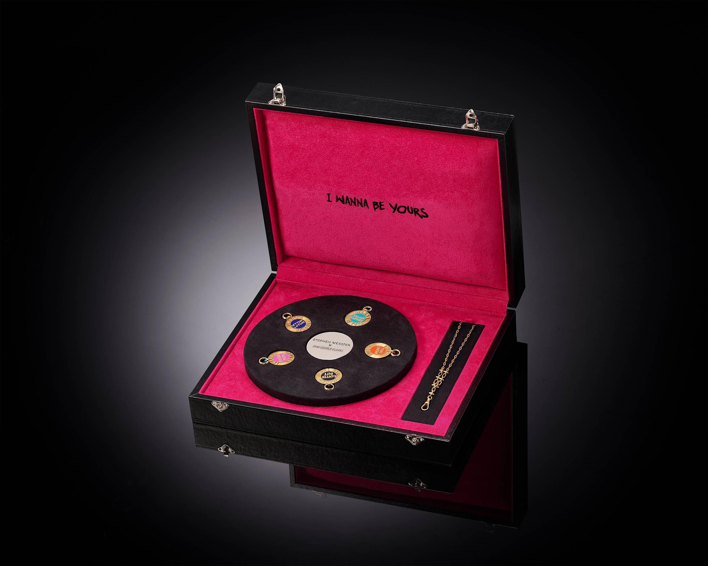 Stephen Webster x John Cooper Clarke Collector’s Edition set with signed pendants in bespoke box
