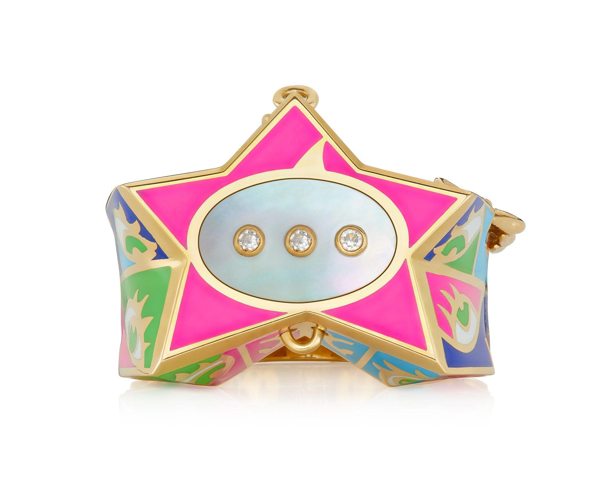 18ct gold Stephen Webster x Machine Gun Kelly GOSSIP ring with bold enamel accents