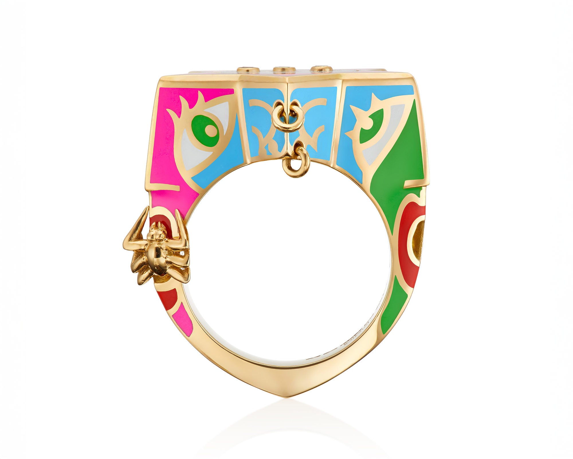18ct gold Stephen Webster x Machine Gun Kelly GOSSIP ring with bold enamel accents