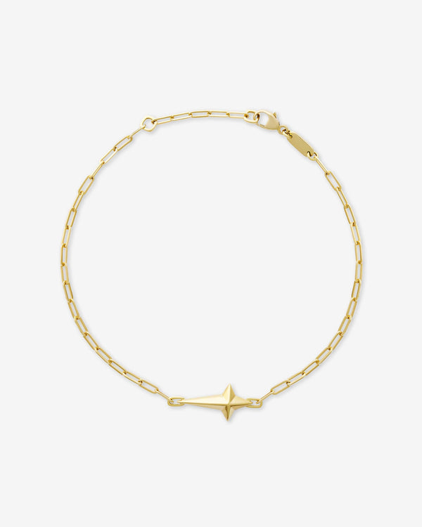 Stephen Webster New Cross bracelet in 18 ct yellow gold laid flat — full bracelet length visible