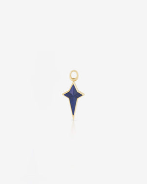Stephen Webster New Cross single earring charm in 18 ct yellow gold with lapis inlay — front view showing cross motif