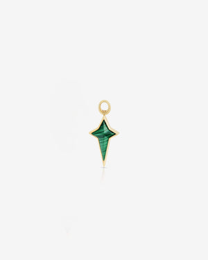 Stephen Webster New Cross single earring charm in 18 ct yellow gold with malachite inlay — front view showing cross motif