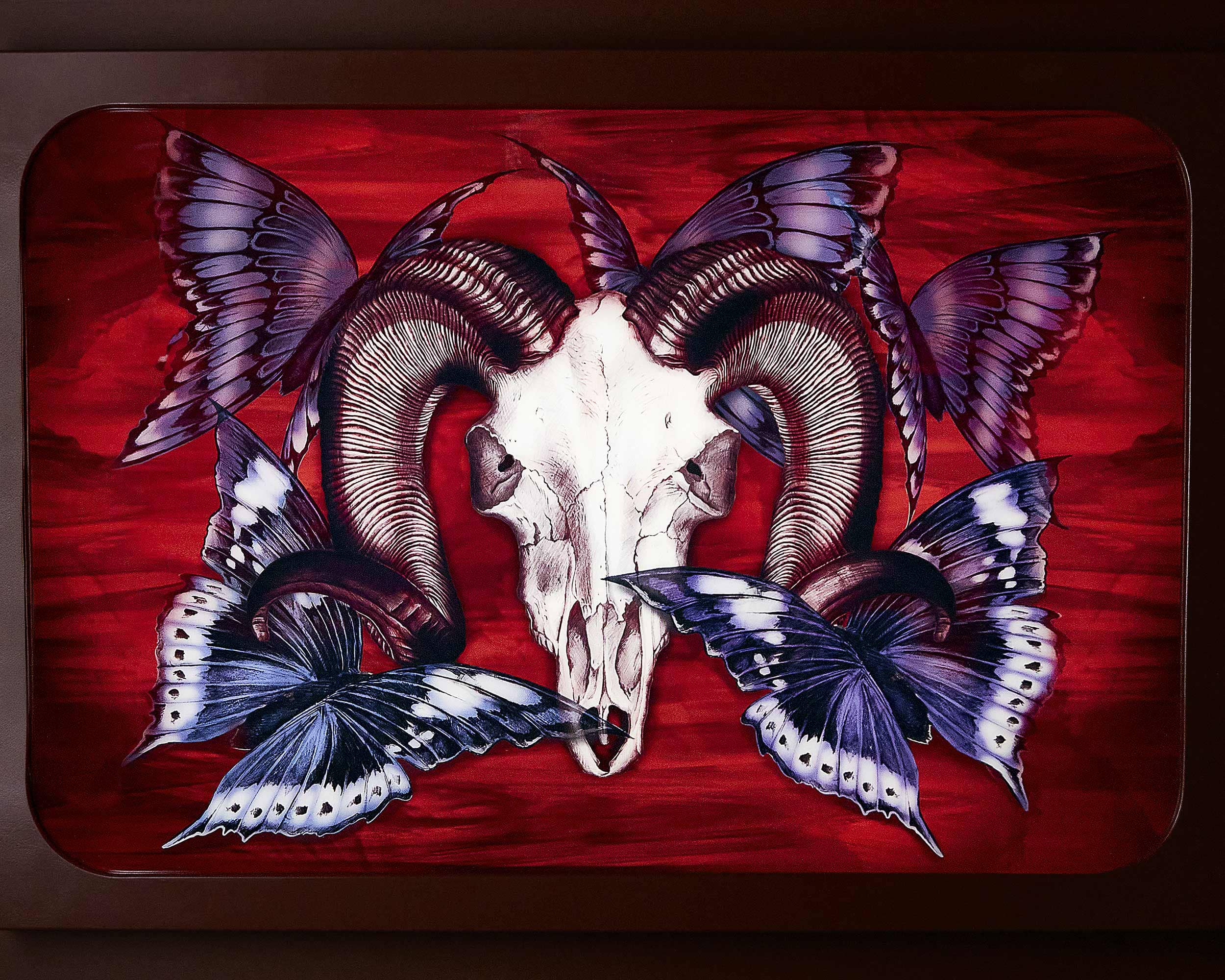 Vanitas artwork by Claire Denham-Smith displayed at the No Regrets Lounge