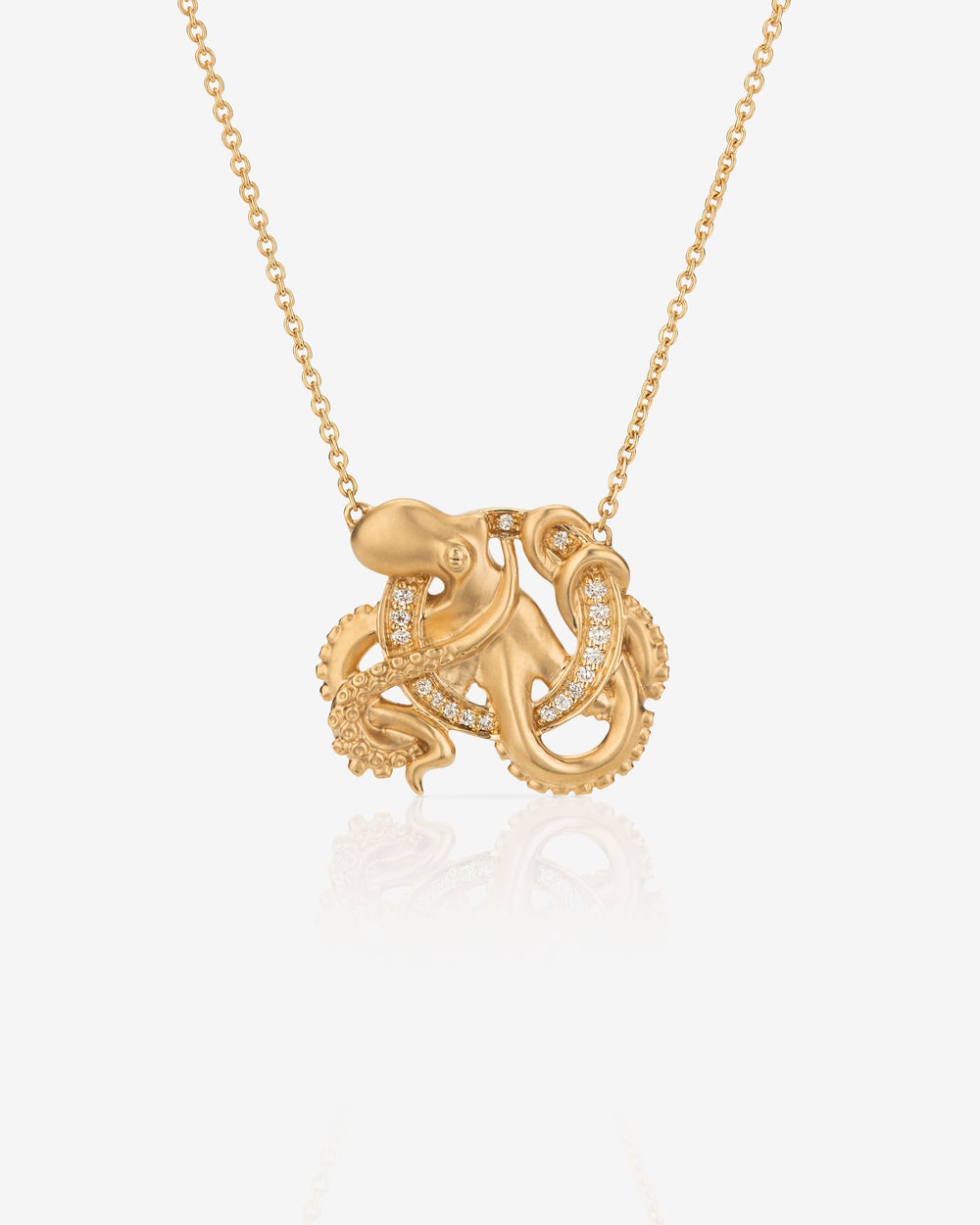 Stephen Webster O is for Octopus initial necklace in 18ct yellow gold with white diamonds, personalised luxury jewellery gift for her