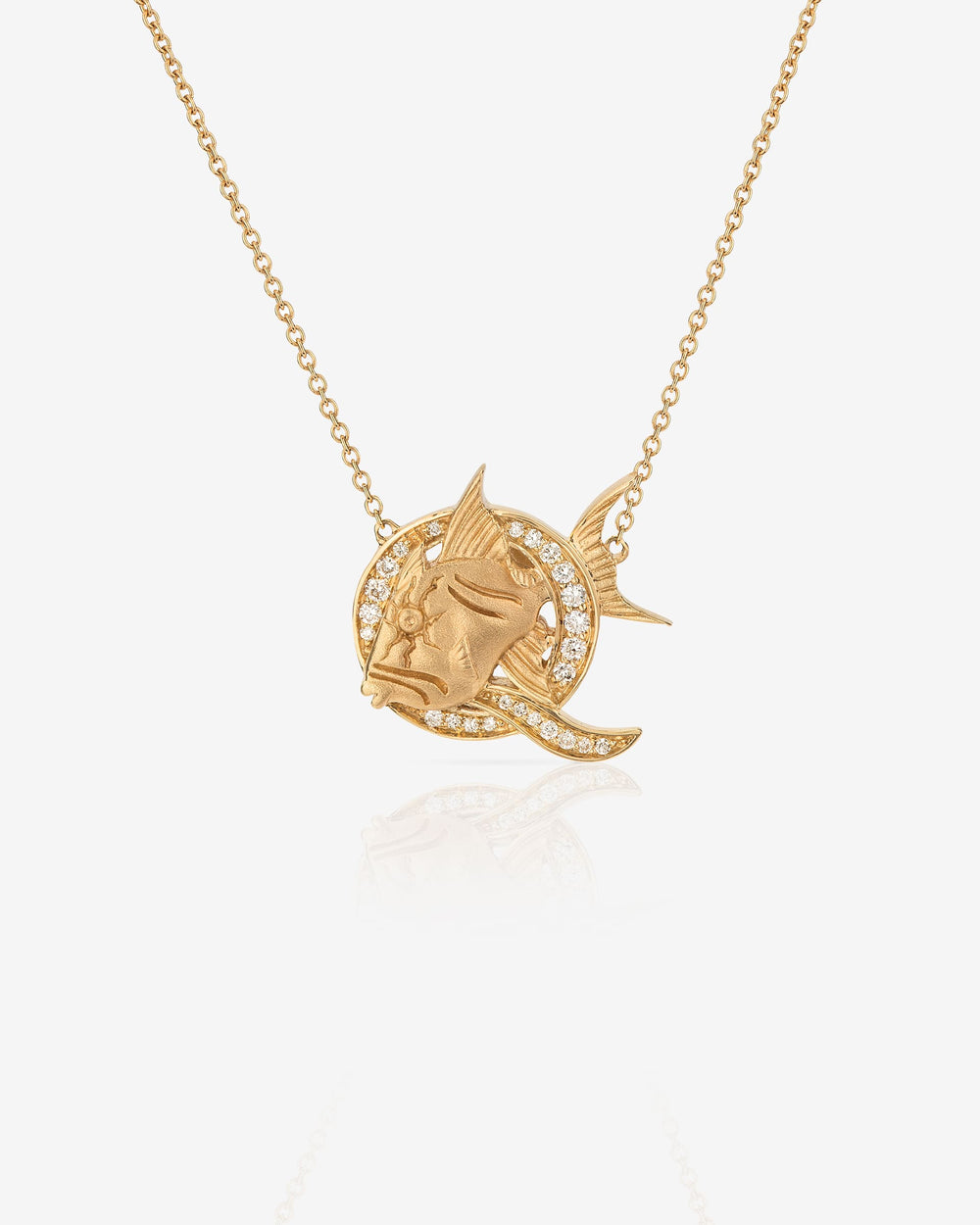 Stephen Webster Q is for Queen Triggerfish initial necklace in 18ct yellow gold with white diamond pavé, personalised luxury jewellery gift for her