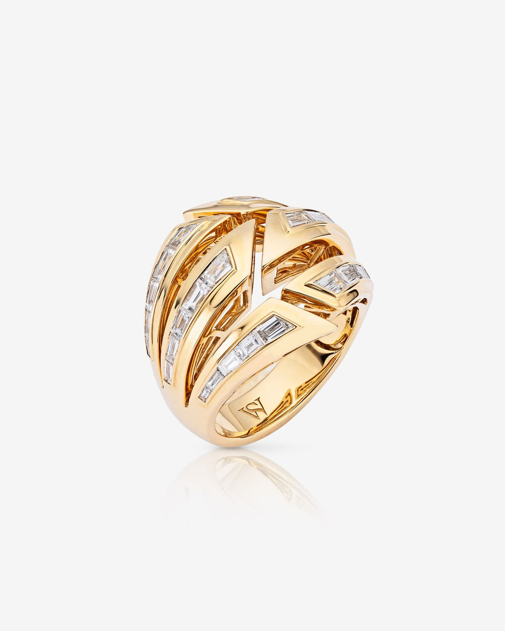 Stephen Webster Shattered Bombé Ring in 18ct yellow gold with white diamonds, luxury fine jewellery statement ring, perfect gift for her