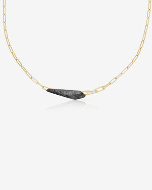 Stephen Webster silver obsidian Crystal Haze slimline shard linked choker necklace in 18ct yellow gold with silver obsidian and diamonds