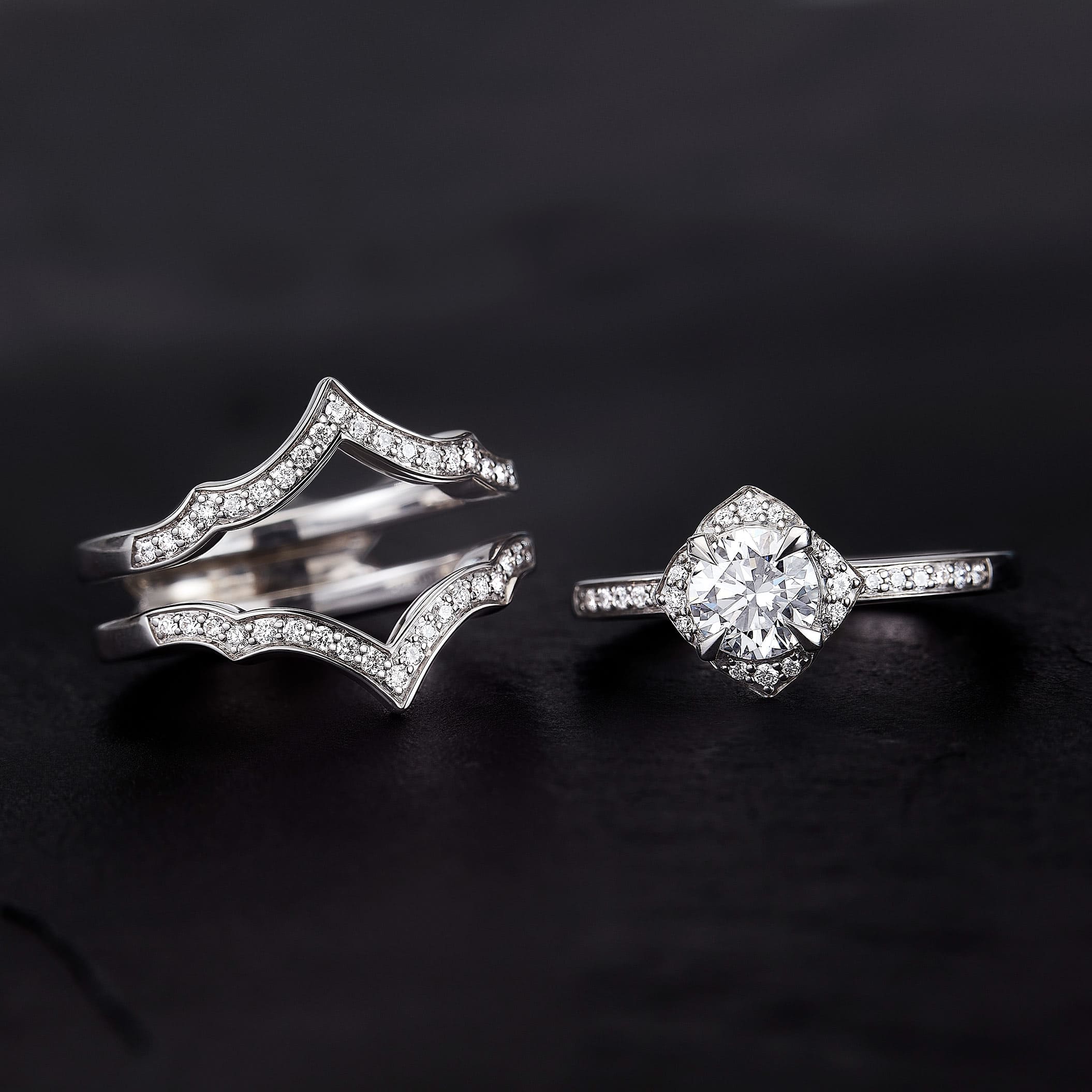 Illustration of inner engagement ring and outer jacket ring pairing from Stephen Webster