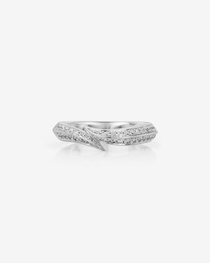 Stephen Webster Thorn Arc Solitaire Pavé Band in platinum with white diamond pavé wedding band