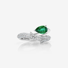 Thorn Floating Solitaire Pavé Slimline Ring