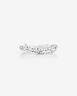 Stephen Webster Thorn Floating Solitaire Slimline Pavé Band in platinum with white diamond pavé wedding band