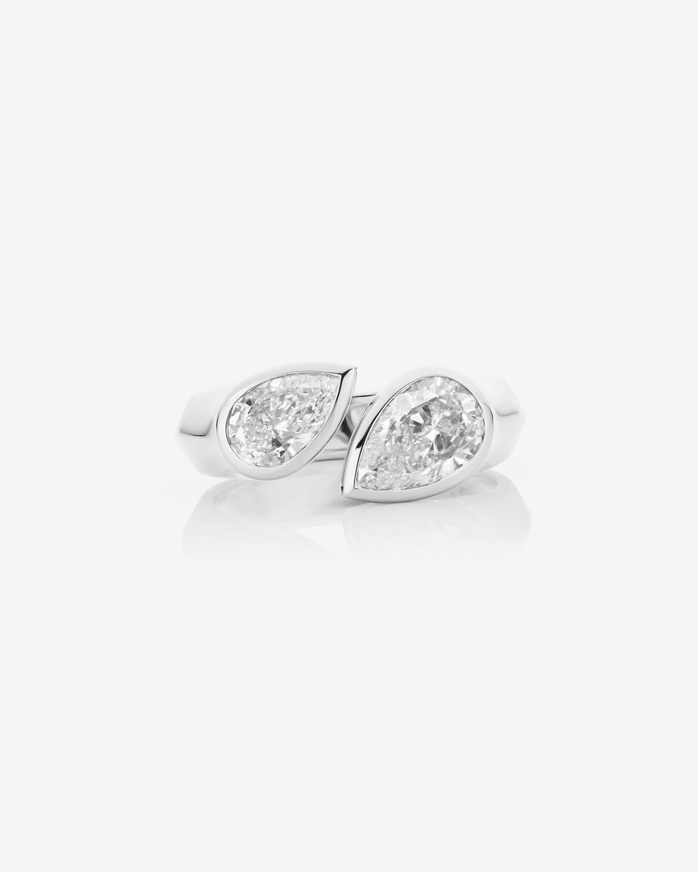 Stephen Webster Toi et Moi Ring in platinum with two pear-shape white diamonds luxury engagement ring
