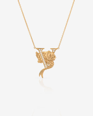 Stephen Webster V is for Viperfish initial necklace in 18ct yellow gold with white diamond pavé, personalised luxury jewellery gift for her