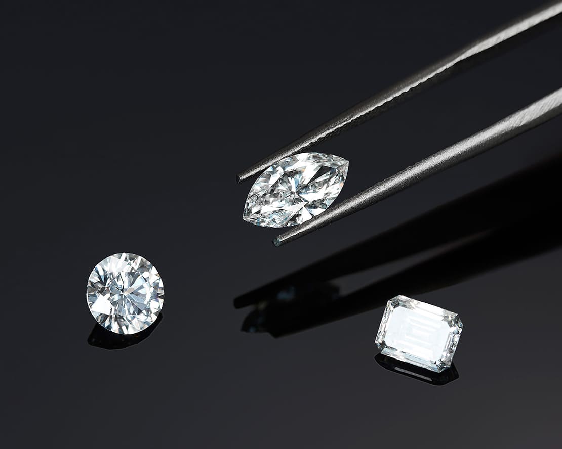 Ethically sourced diamonds certified via Kimberley Process highlighted on Values & Sustainability page