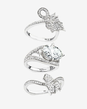 Alternate angle of the Stephen Webster White Diamond Poison Ivy ring showcasing its entwined ivy silhouette and refined luxury jewellery craftsmanship