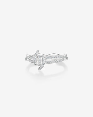 Stephen Webster Forget Me Knot Band in 18ct White Gold with White Diamond pavé front view