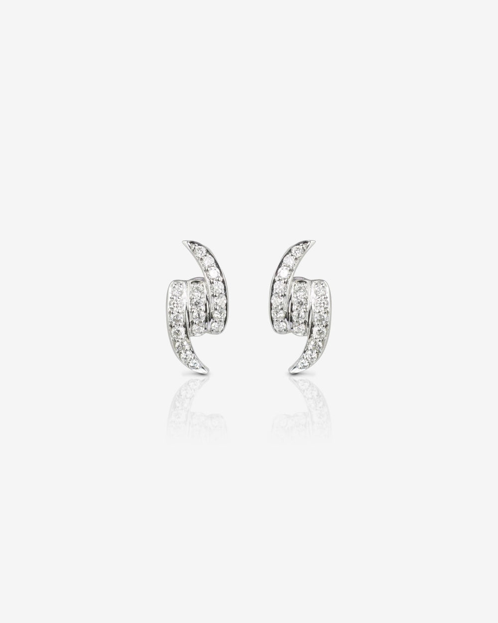 Stephen Webster White Gold Knot White Diamond Earstuds in 18ct White Gold with white diamond pavé front view