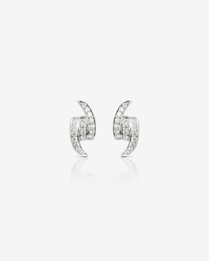 Stephen Webster White Gold Knot White Diamond Earstuds in 18ct White Gold with white diamond pavé front view