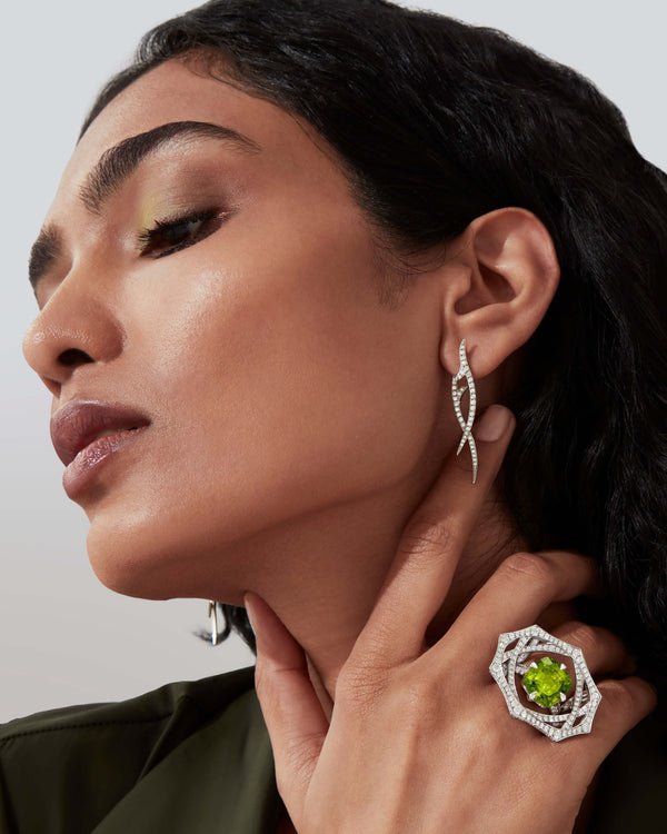 Stephen Webster Stem Drop Earrings styled with coordinating luxury jewellery pieces