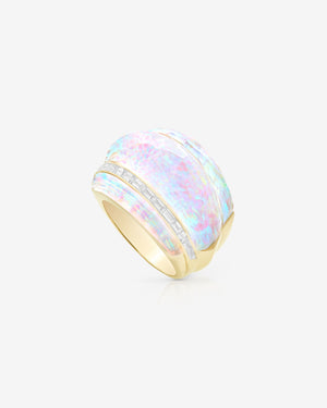 Stephen Webster white opalescent Crystal Haze amplified cocktail ring in 18ct yellow gold with white diamonds