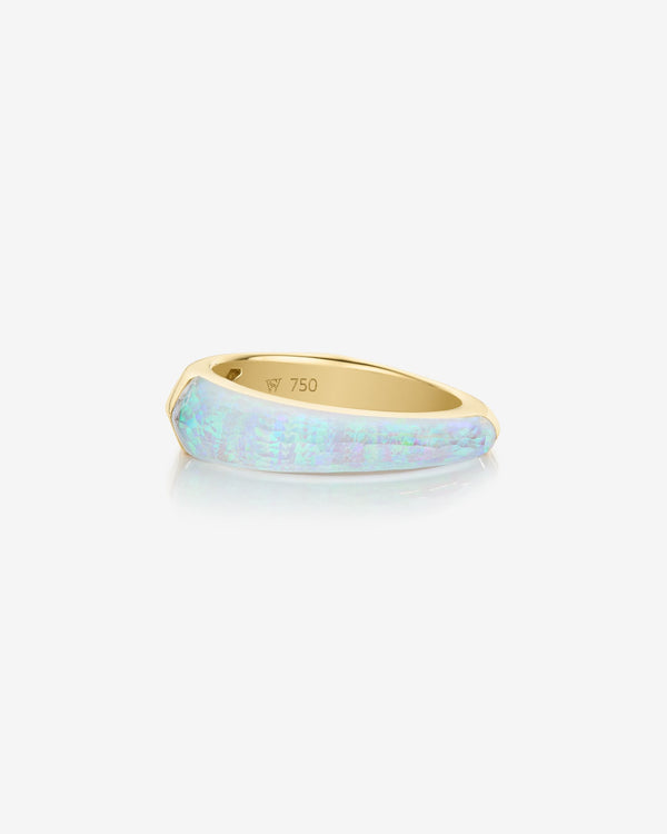 Stephen Webster white opalescent Crystal Haze slimline shard stack ring in 18ct yellow gold