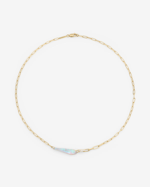 Stephen Webster white opalescent diamond slimline shard linked choker in 18ct yellow gold with Crystal Haze and diamond accents