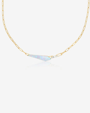 Stephen Webster white opalescent diamond slimline shard linked choker in 18ct yellow gold with Crystal Haze and diamond accents